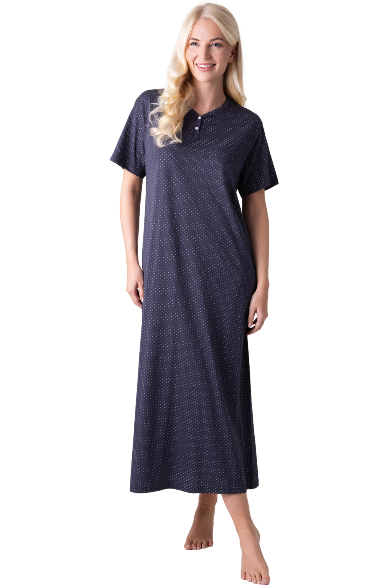 Womens 100% Organic Cotton Classic Full Length Short Sleeved Nightdress