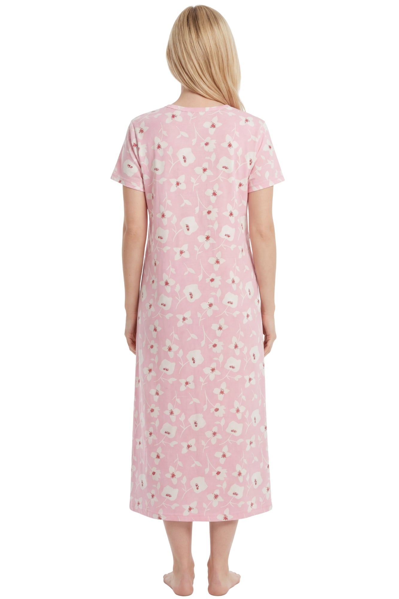 Womens 100% Organic Cotton Classic Full Length Short Sleeved Nightdress