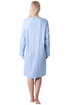 Womens 100% Organic Cotton Classic Knee Length Long Sleeved Nightdress