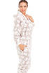 Womens Super Soft Fleece Knitted In Mink Bear Design Hooded Onesie
