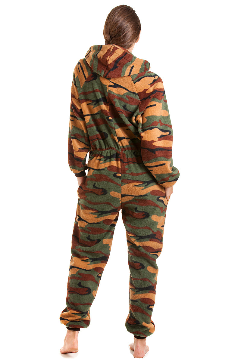 Camille Womens Super Soft Green Camoflauge Onesie