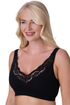 Womens Soft Cotton Elastane Trim 2 Pack Bra Black