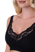 Womens Soft Cotton Elastane Trim 2 Pack Bra Black