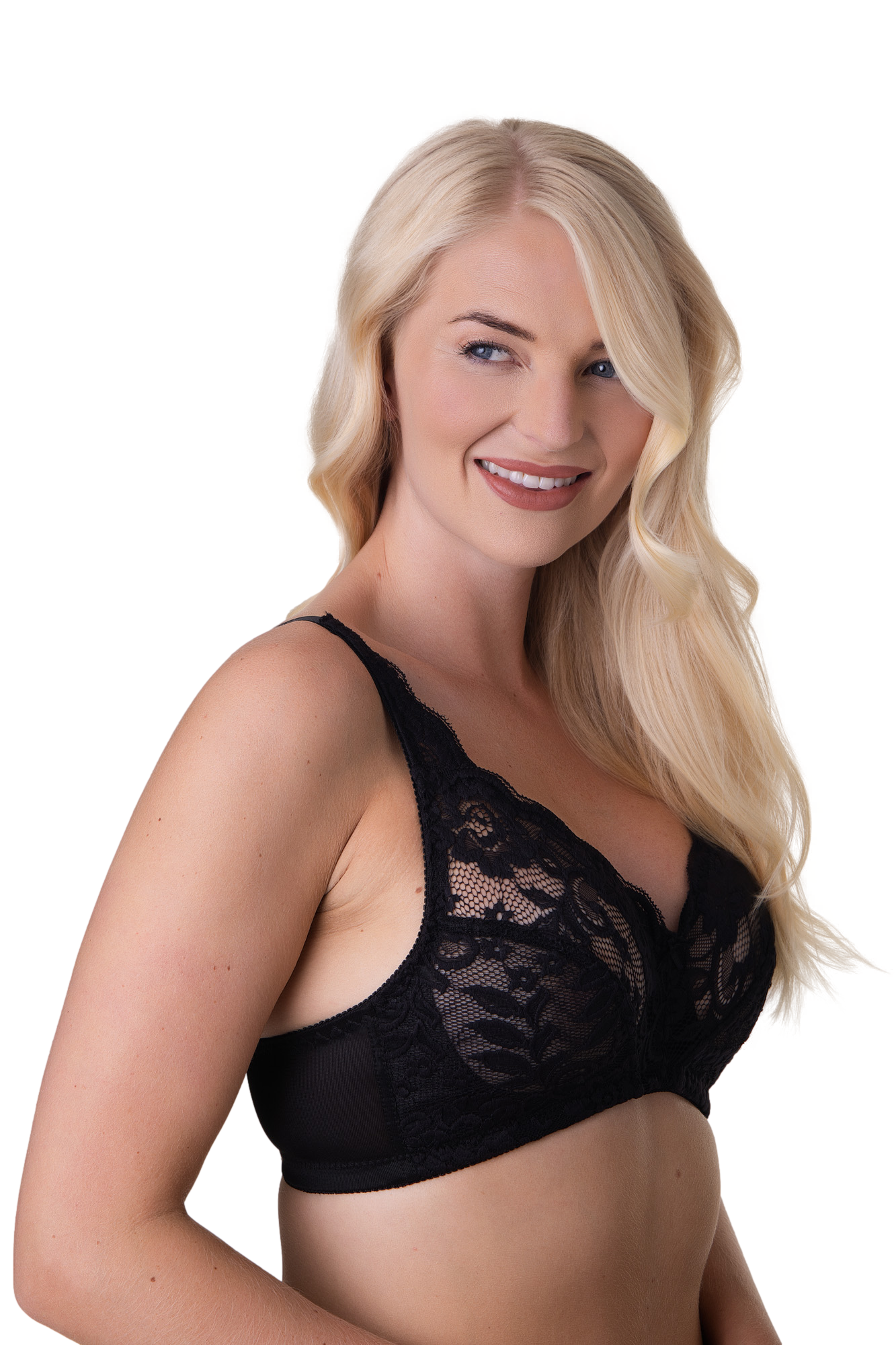 Womens Soft Lace Cup Non-Wired Bra Black