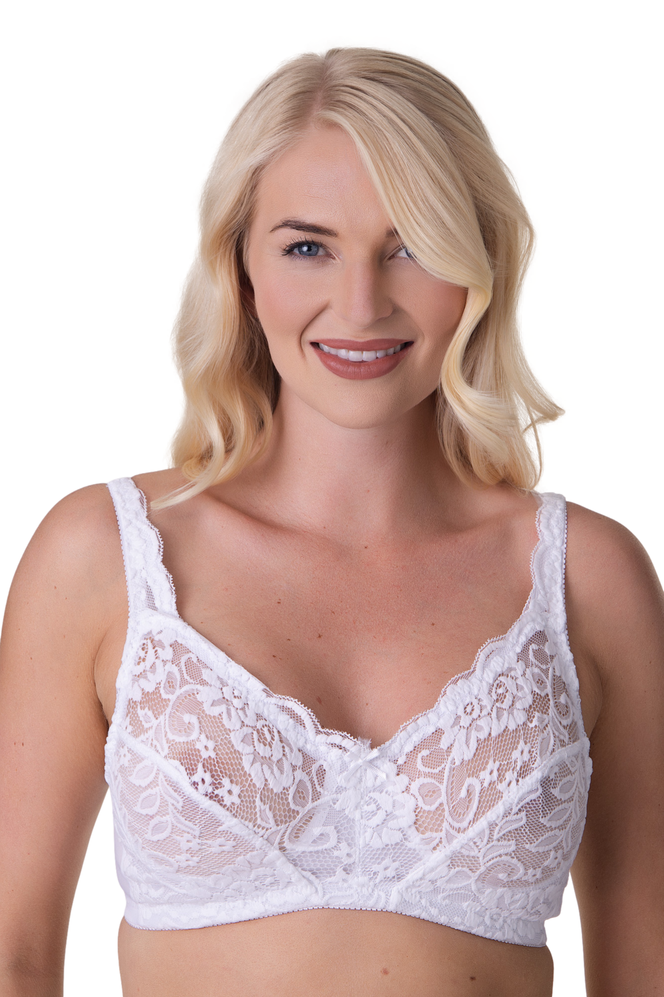 Womens Soft Lace Cup Non-Wired Bra White