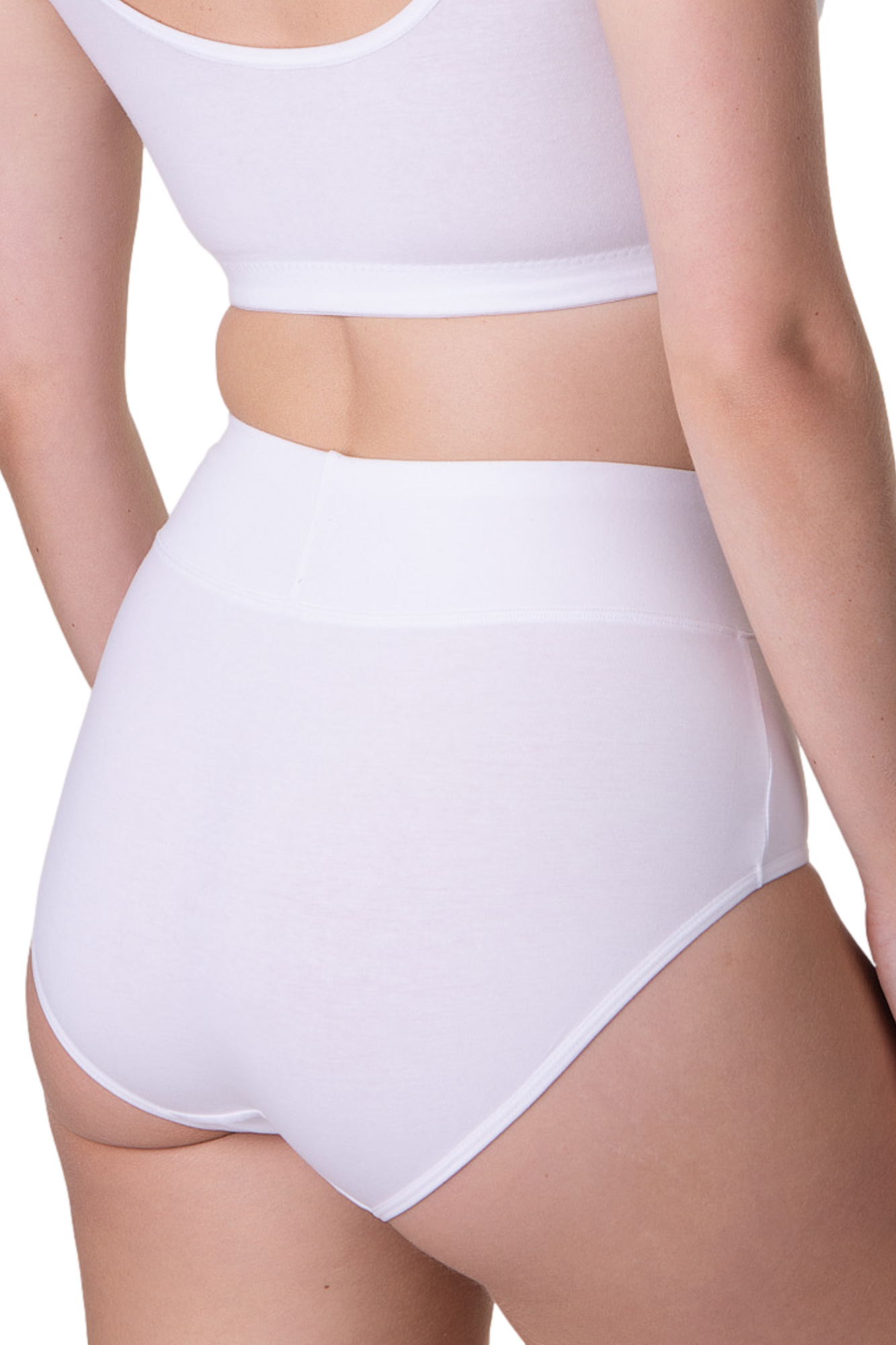 Camille Womens Four Pack Elasticated High Waisted Cotton Comfort Briefs White