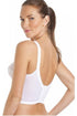 Womens White Classic Non Wired Floral Lace Long Line Bra