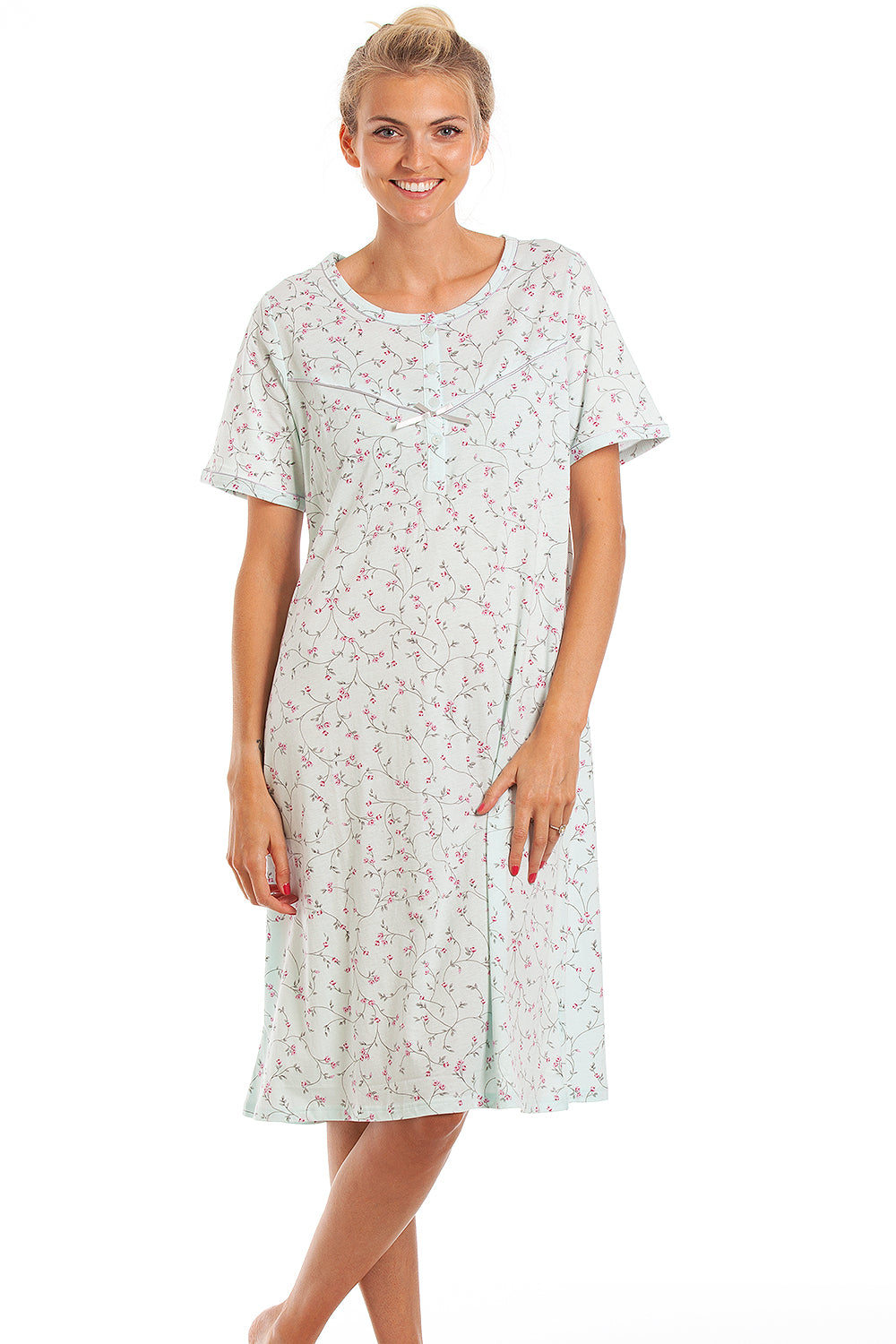 Classic Floral Print Jersey Cotton Nightdress