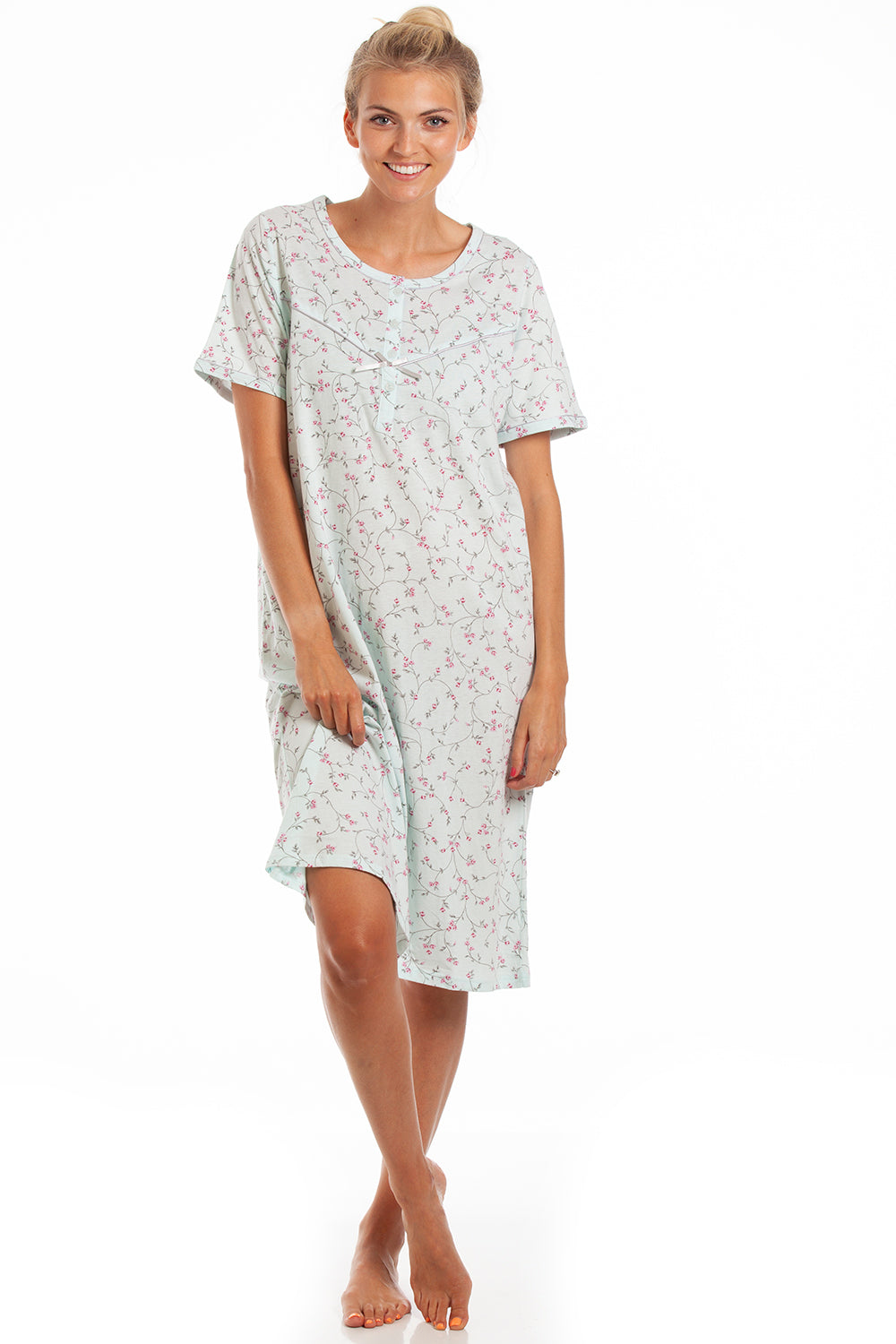 Classic Floral Print Jersey Cotton Nightdress