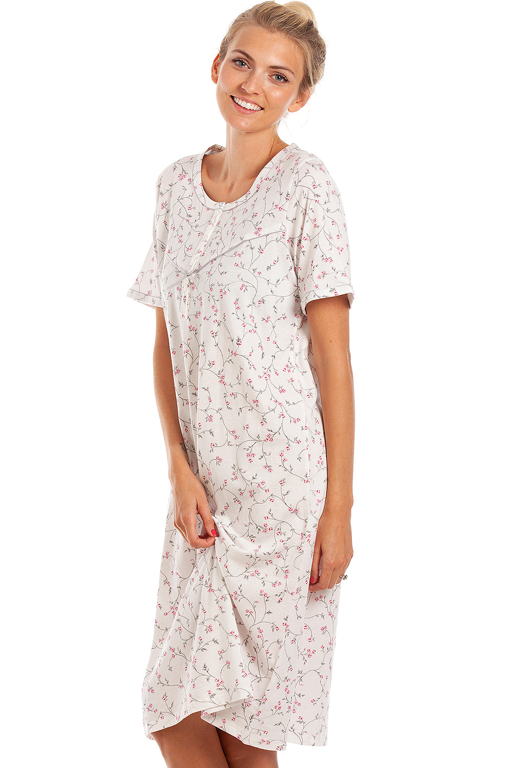 Classic Floral Print Jersey Cotton Nightdress