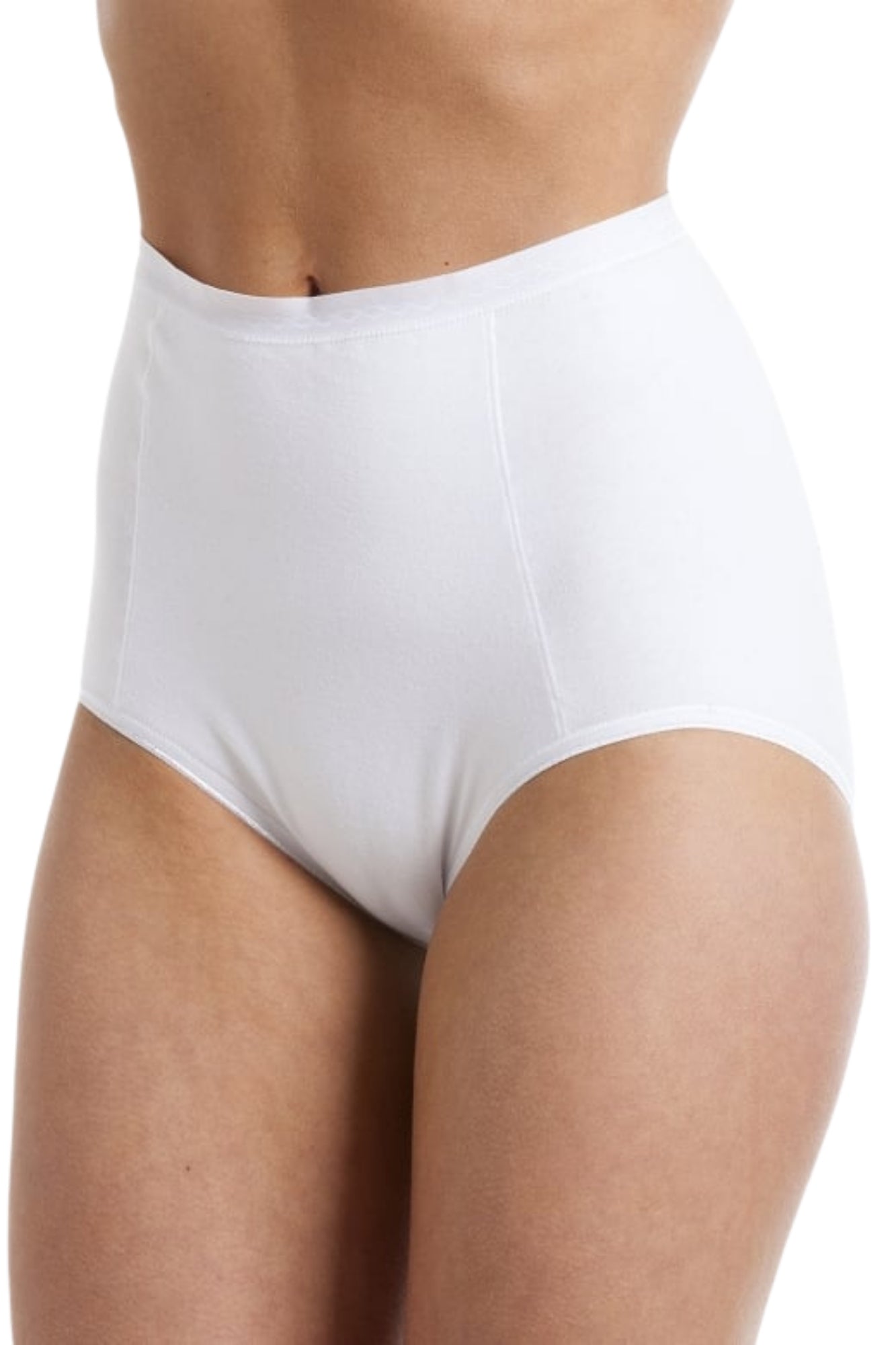 Womens White High Waist Two Pack Control Briefs