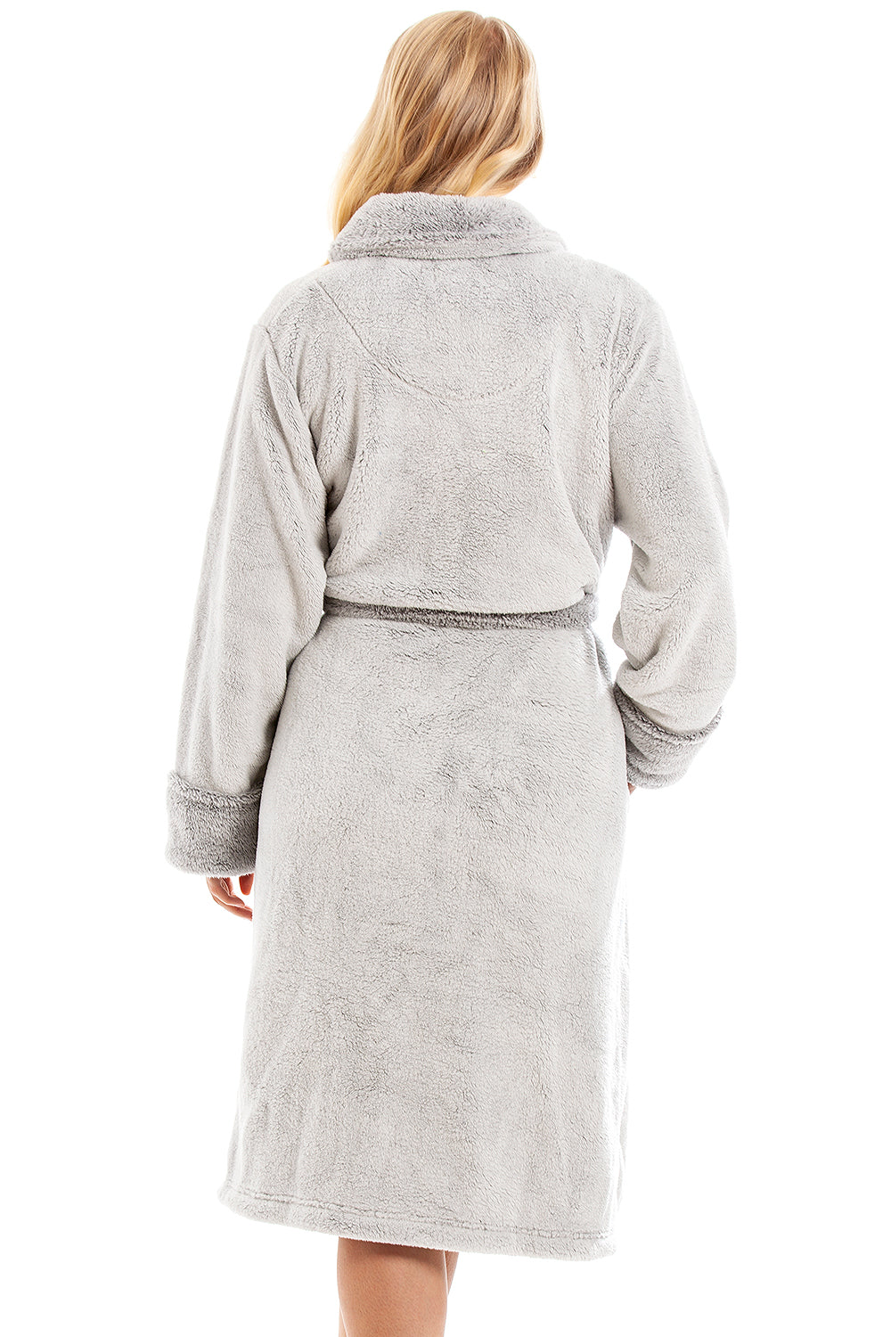 Womens Deep Pile Fluffy Bathrobe With Reverse Collar and Cuffs