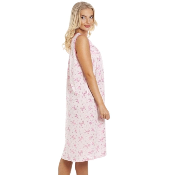 Pink Floral Print Sleeveless Nightdress