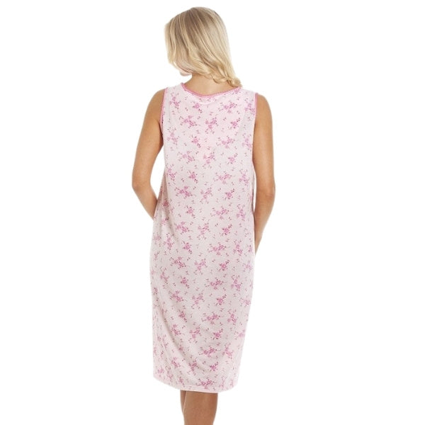 Pink Floral Print Sleeveless Nightdress