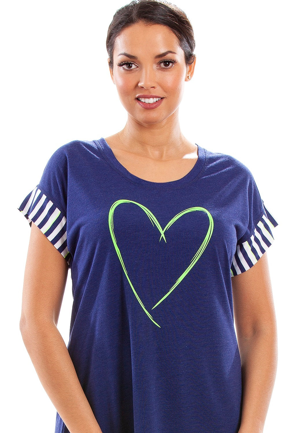 Womens Short Sleeve Plain Nightshirt With Heart Motif