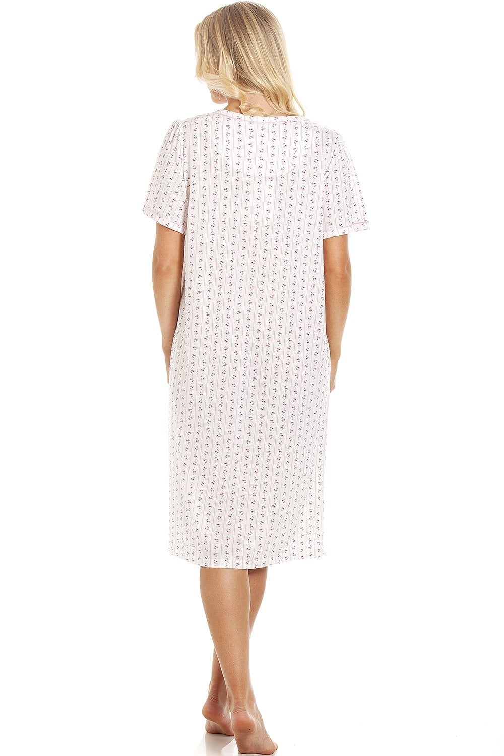 Womens Floral Pinstriped Short Sleeve Nightdresses