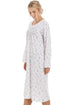 Womens Blue Rose Print Long Sleeve Nightdress