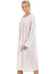 Womens Pink Rose Print Long Sleeve Nightdress