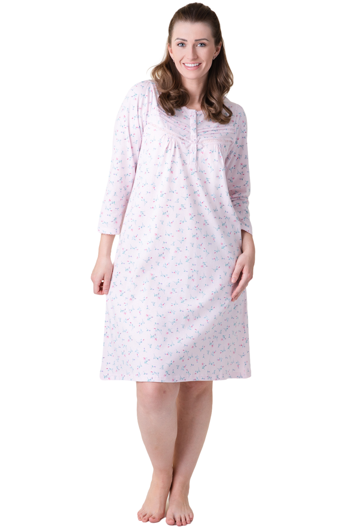 Camille Womens Classic 100% Organic Jersey Cotton Long Sleeve Nightdress