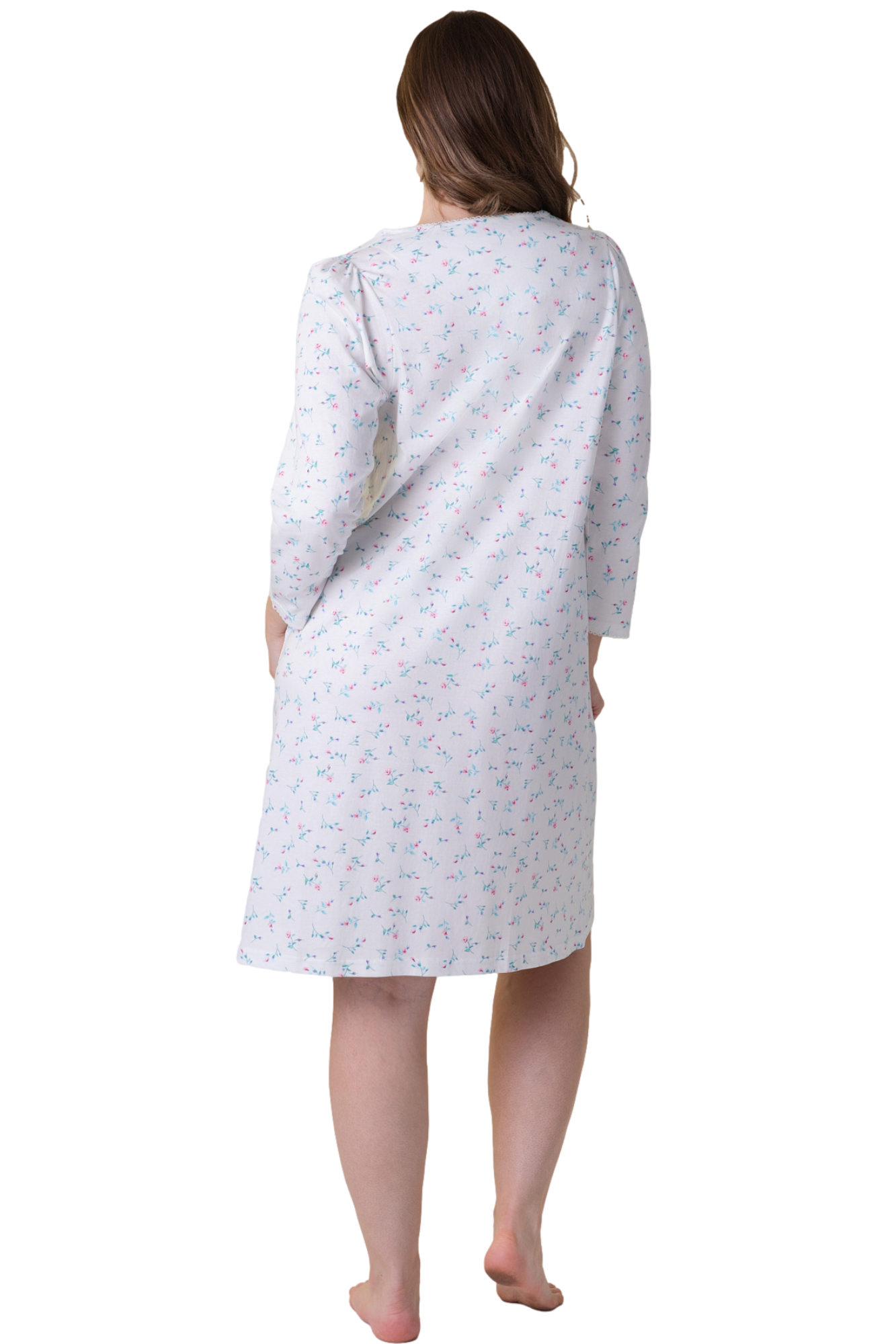 Camille Womens Classic 100% Organic Jersey Cotton Long Sleeve Nightdress