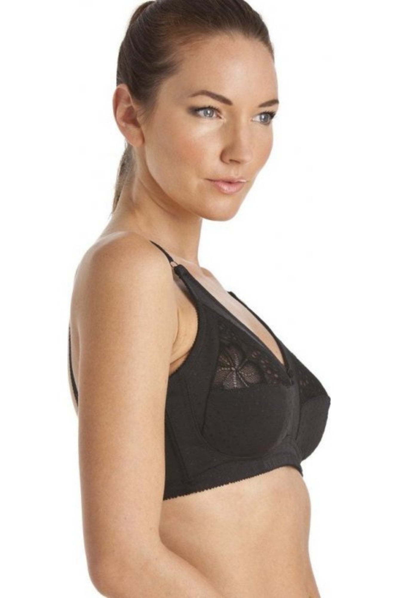 Womens Cotton Lined Soft Cup Non Wired Black Bra