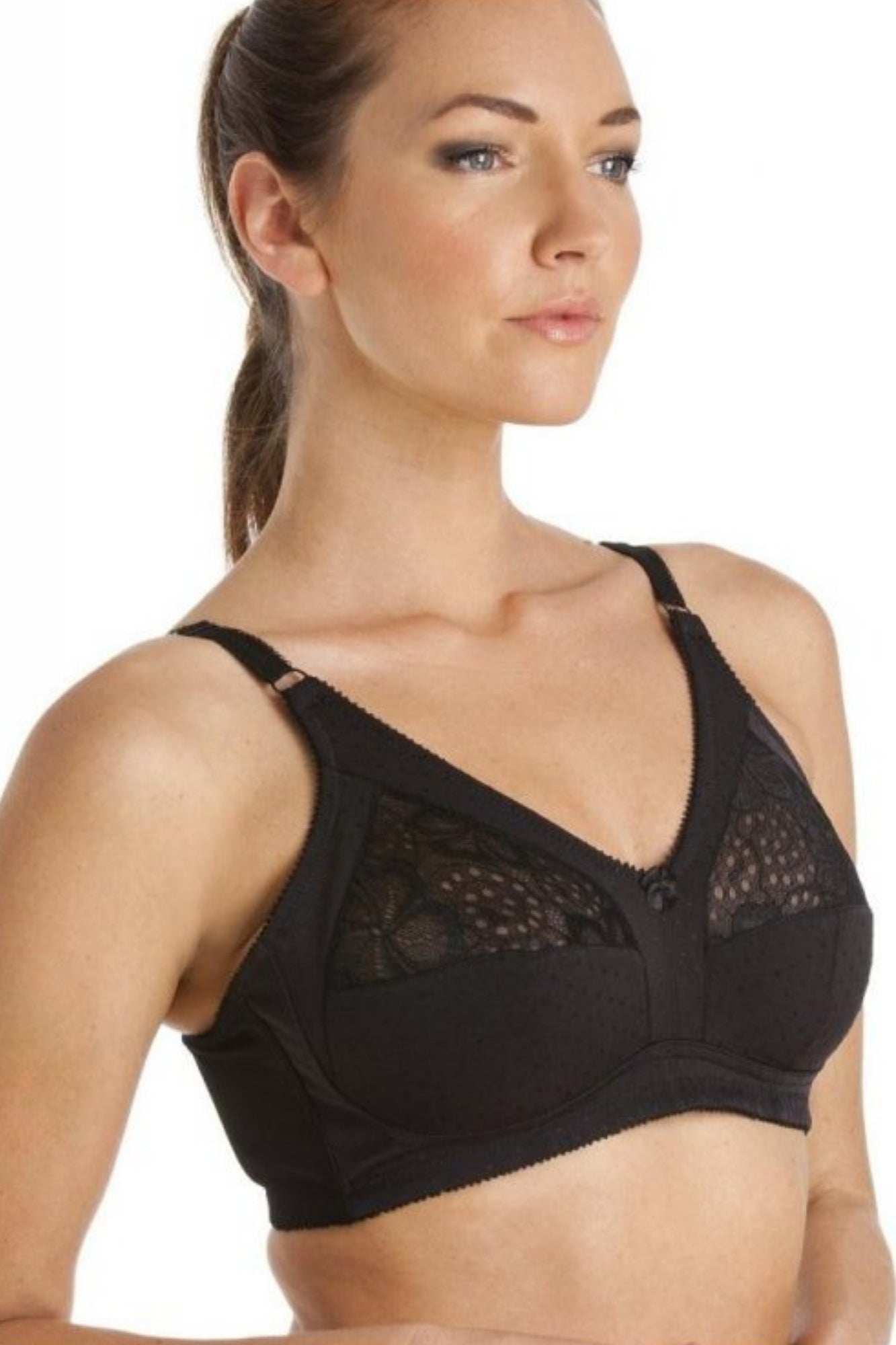 Womens Cotton Lined Soft Cup Non Wired Black Bra