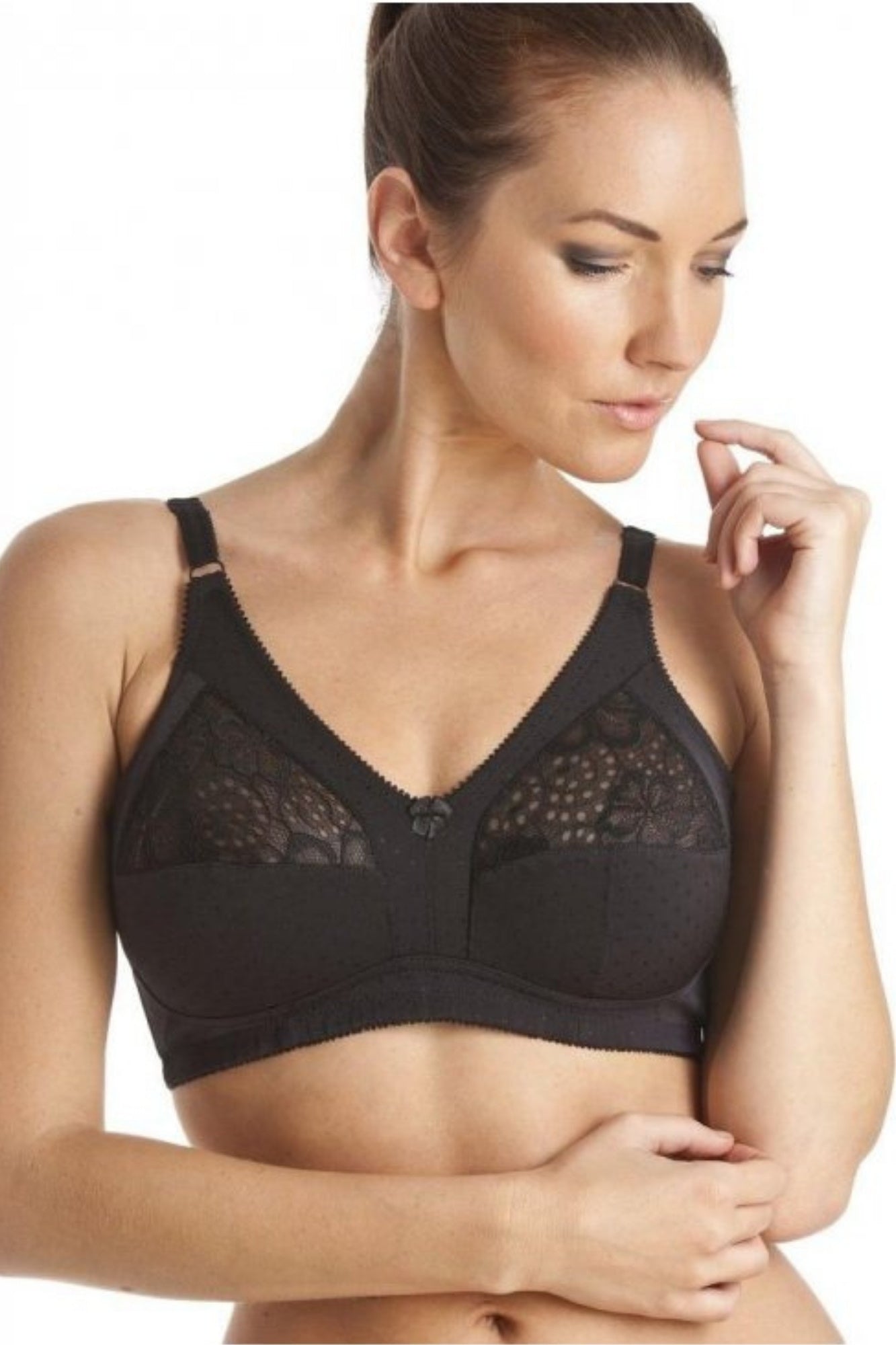 Womens Cotton Lined Soft Cup Non Wired Black Bra