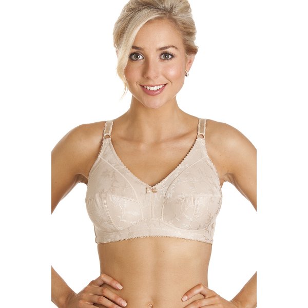 Womens Cotton Comfort Non Wire Soft Cup Beige Bra