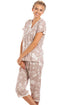Womens Lightweight Heather Floral Capri Pyjama Set