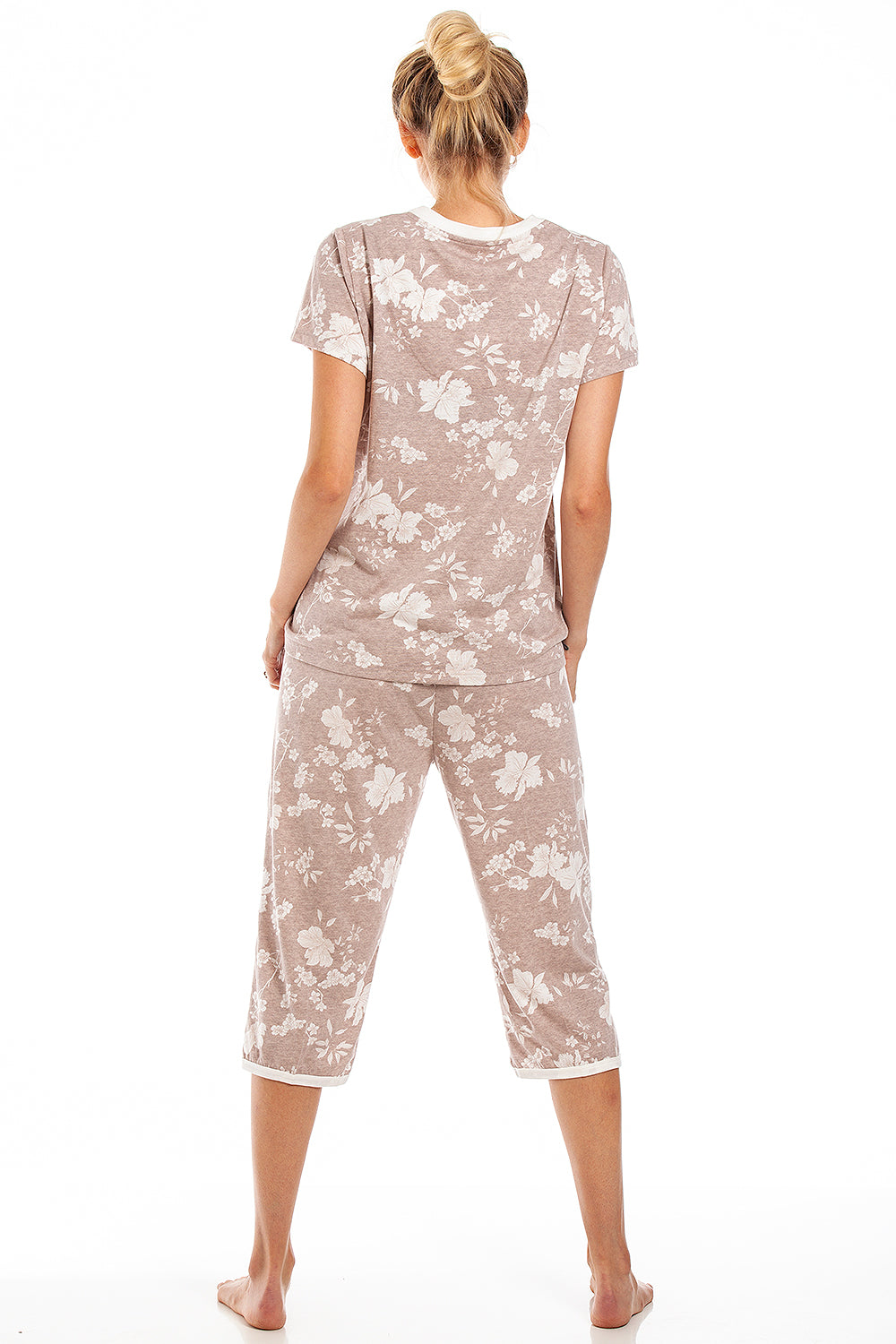 Womens Lightweight Heather Floral Capri Pyjama Set