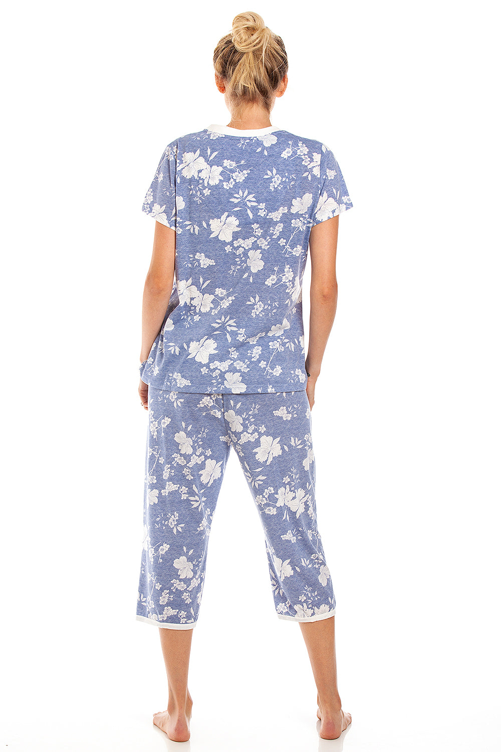 Womens Lightweight Heather Floral Capri Pyjama Set