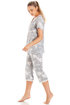 Womens Lightweight Heather Floral Capri Pyjama Set