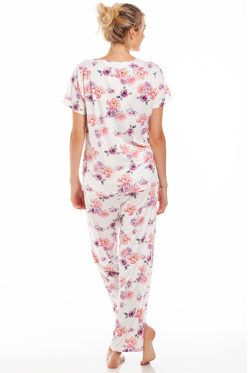 Womens Lightweight Floral Print Short Sleeve Pyjama Set