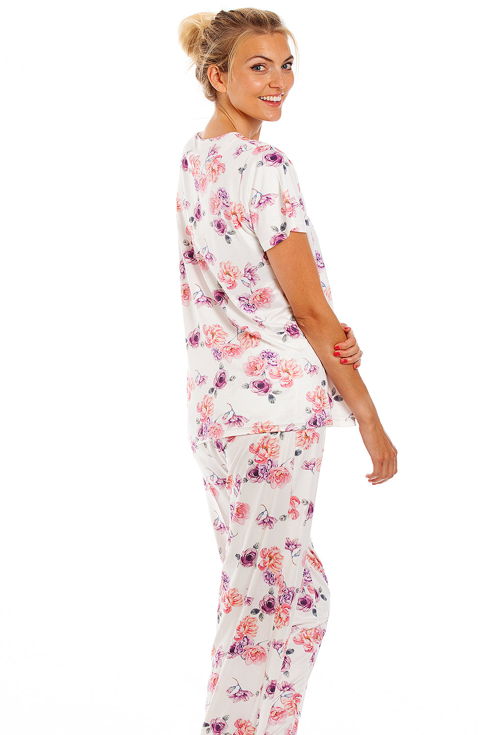 Womens Lightweight Floral Print Short Sleeve Pyjama Set