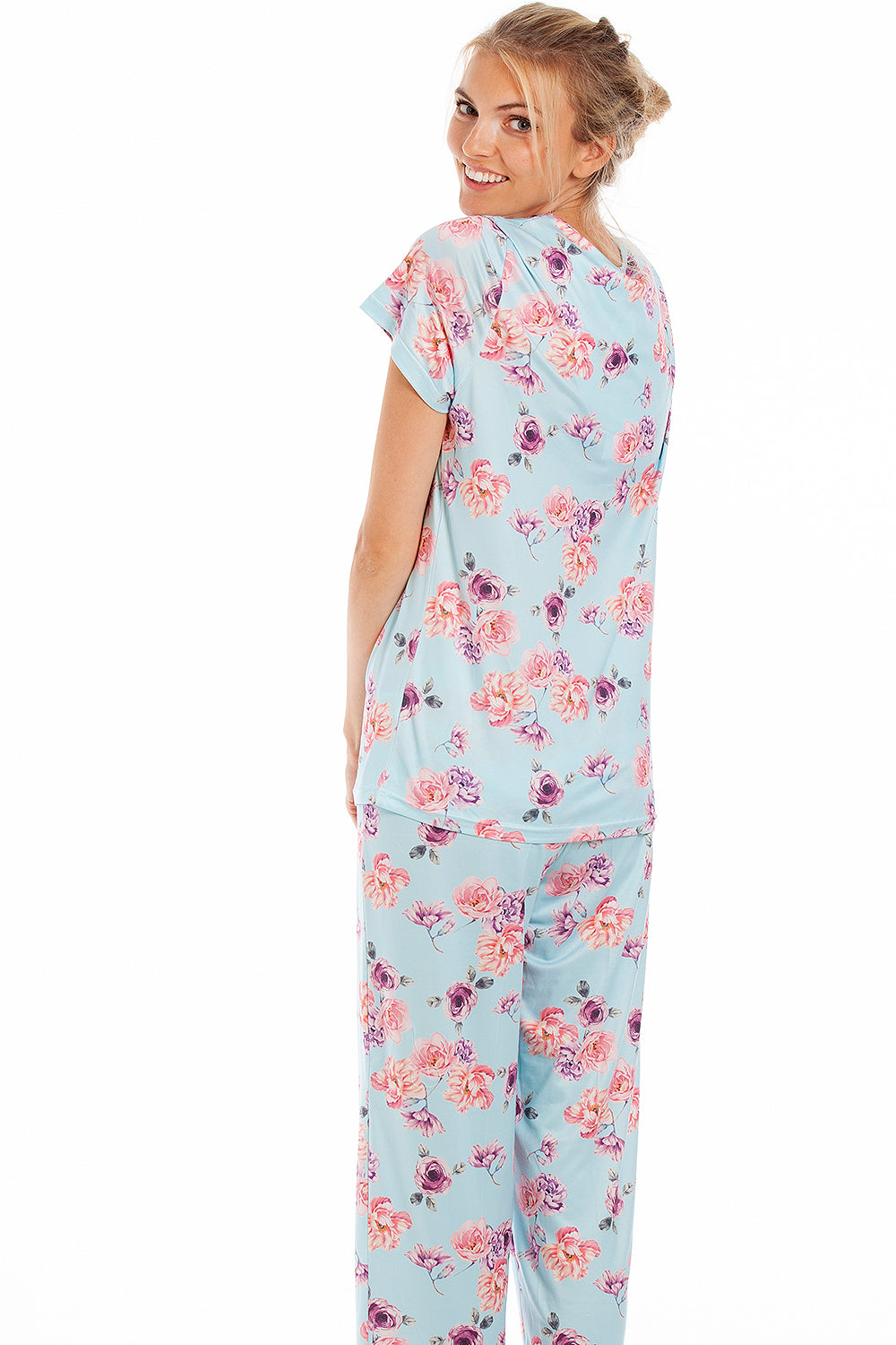 Womens Lightweight Floral Print Short Sleeve Pyjama Set