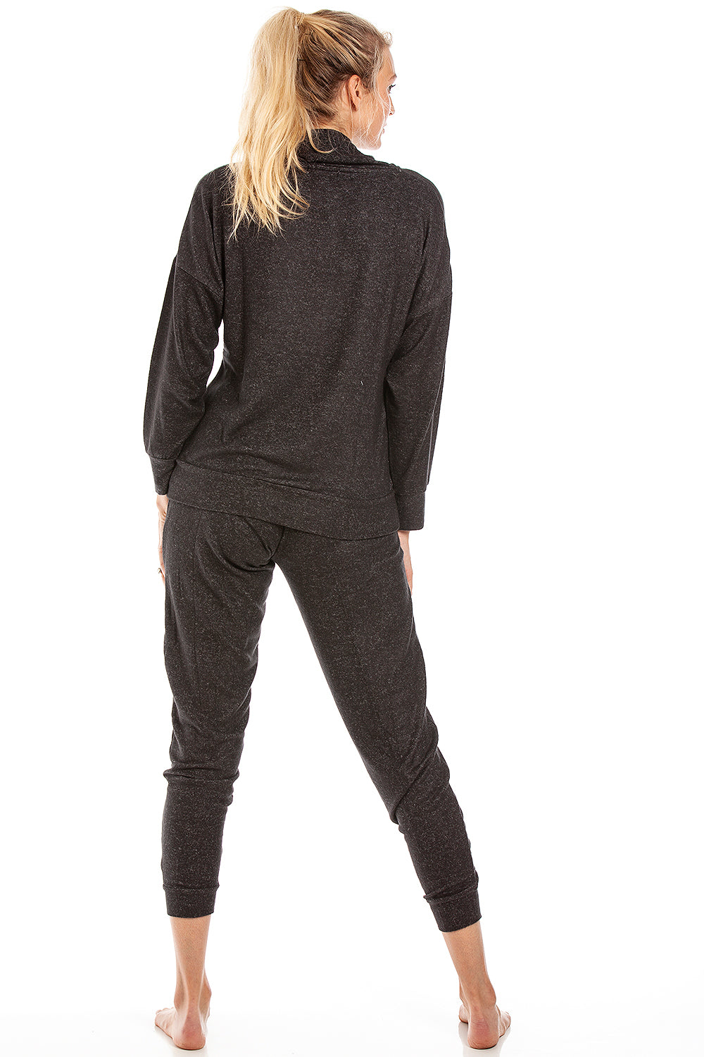 Lush Long Sleeve Lightweight Cowl Neck Knitted Hacci Pyjama Set
