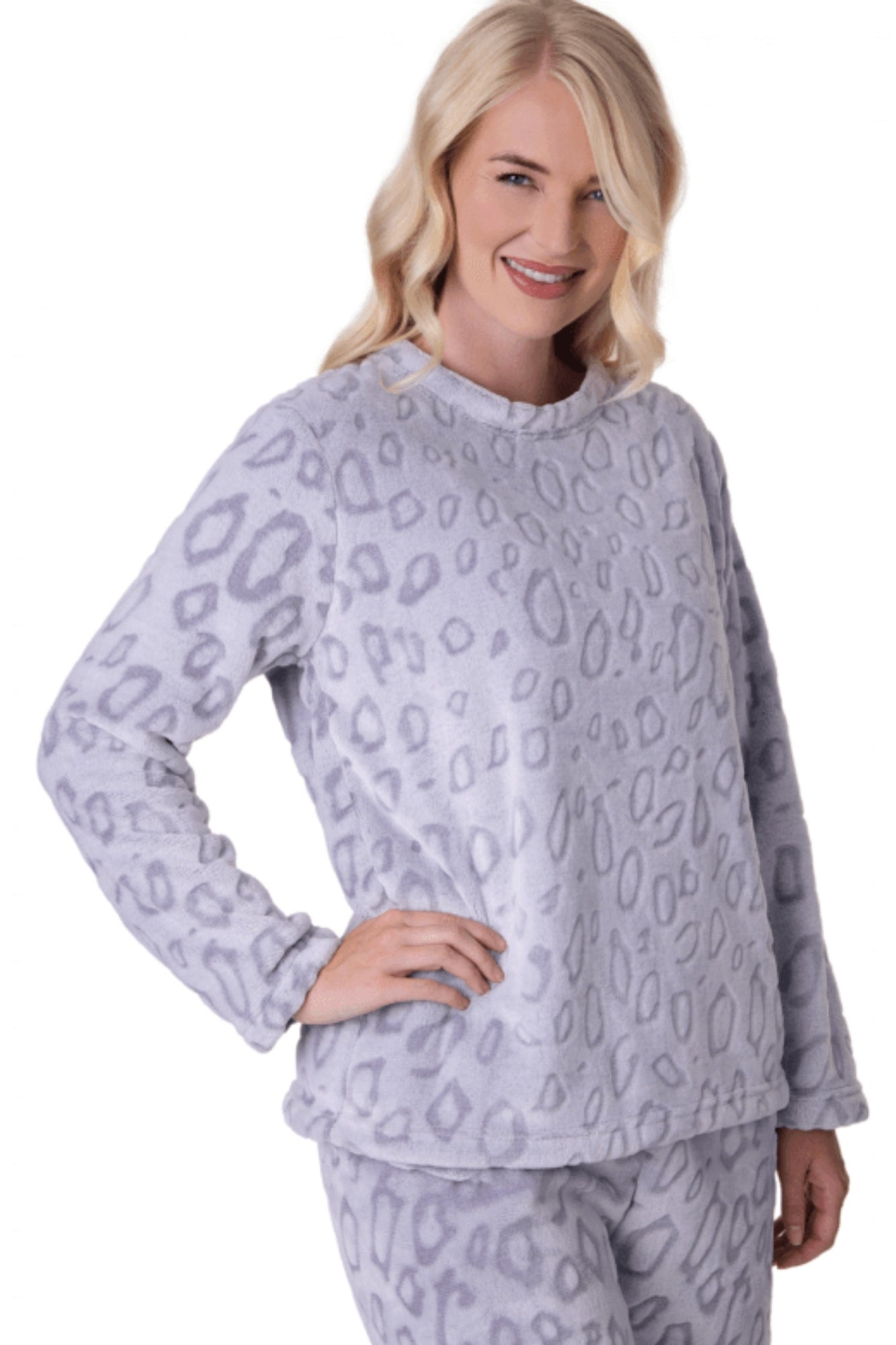 Camille Women's Supersoft Fleece Full Length Pyjama Set with Elasticated Waist