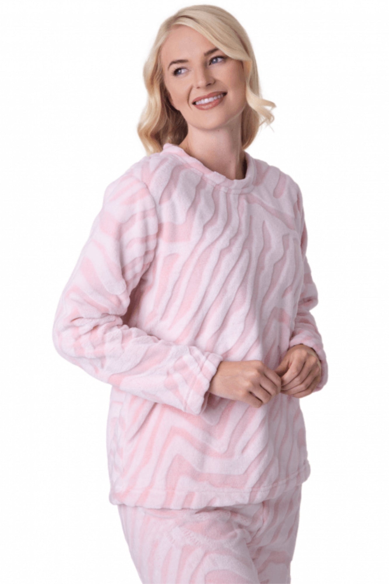 Camille Women's Supersoft Fleece Full Length Pyjama Set with Elasticated Waist