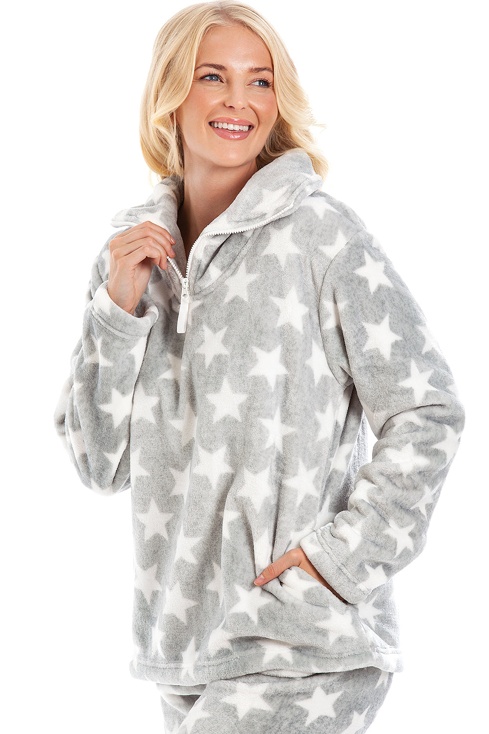 Womens Supersoft Fleece Star Print Pyjama Set