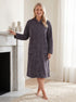Womens Soft Fleece Floral Full Length Button Up Housecoats
