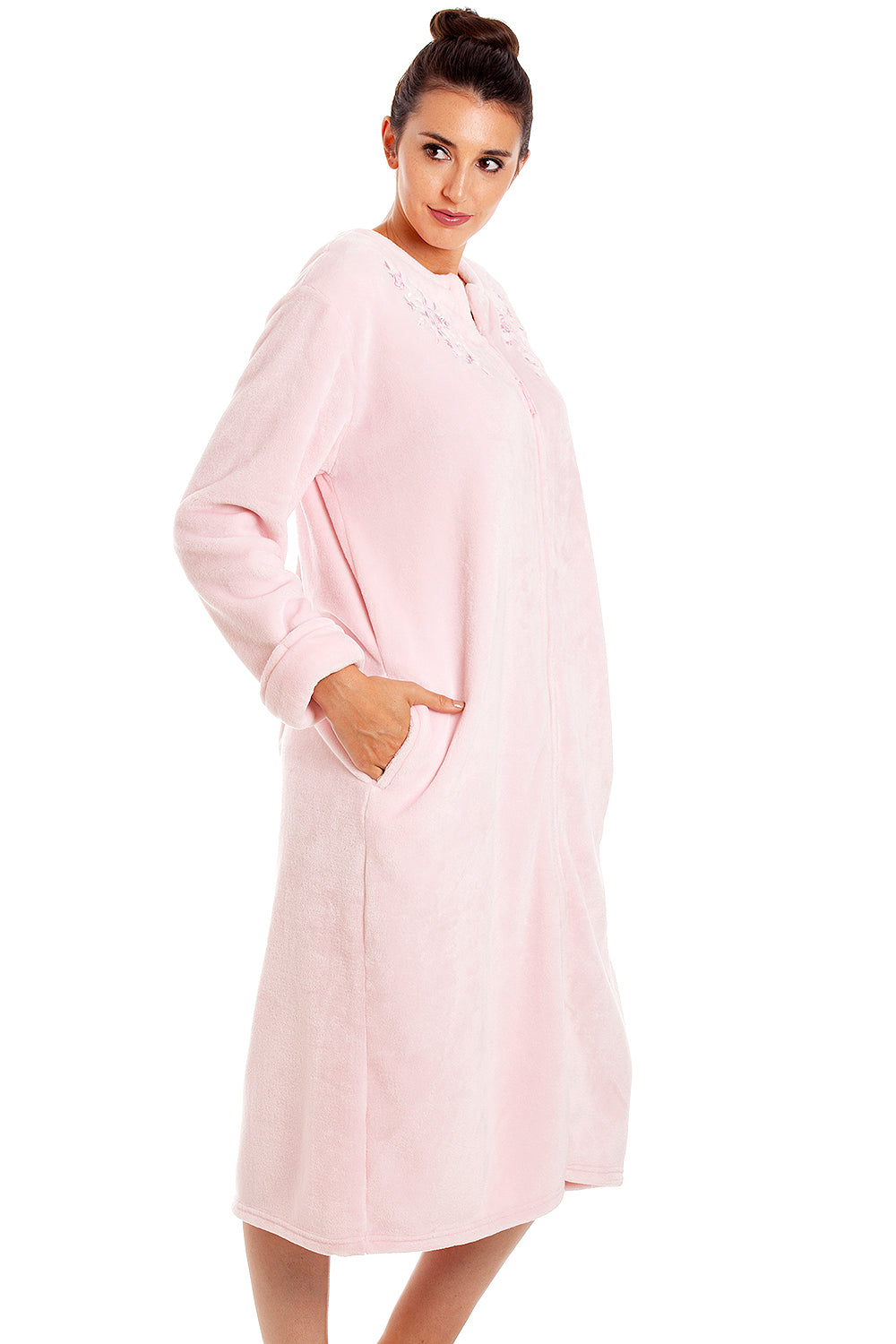 Womens Luxury Soft Fleece Pink Housecoat