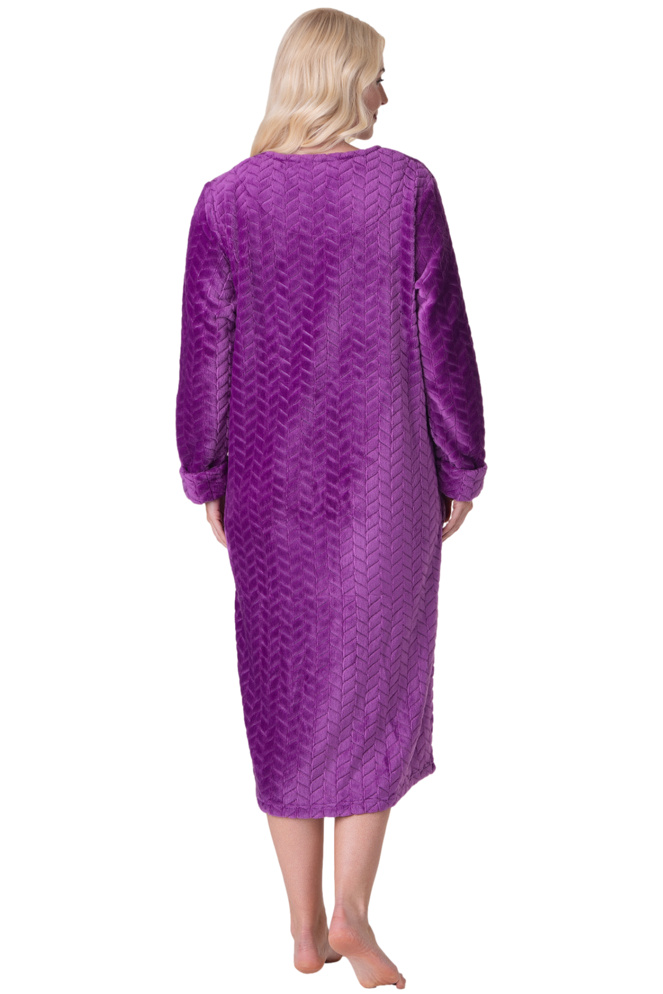 Womens Supersoft Zip Front Embossed Housecoat