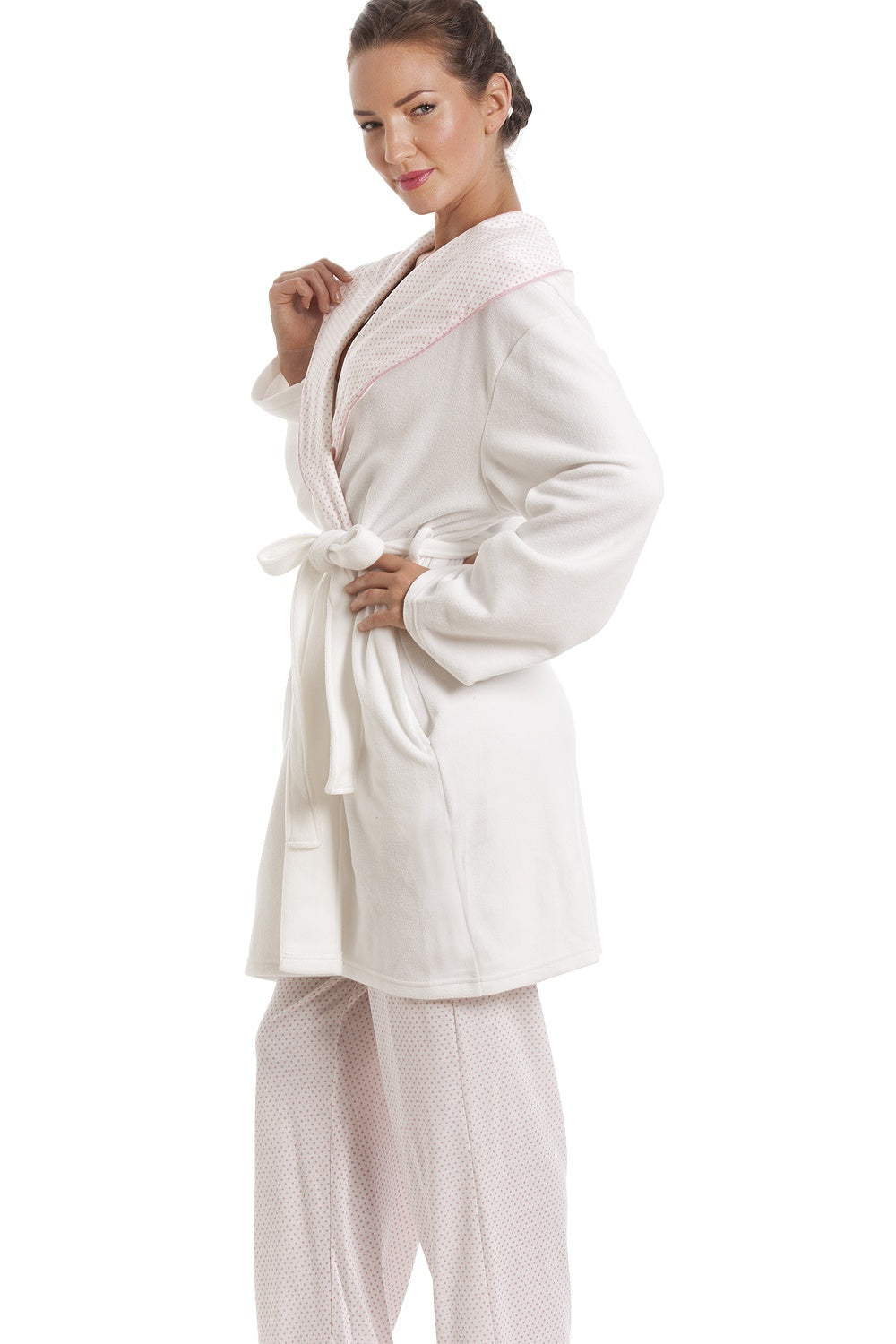 Womens Supersoft Fleece Hooded Bathrobe