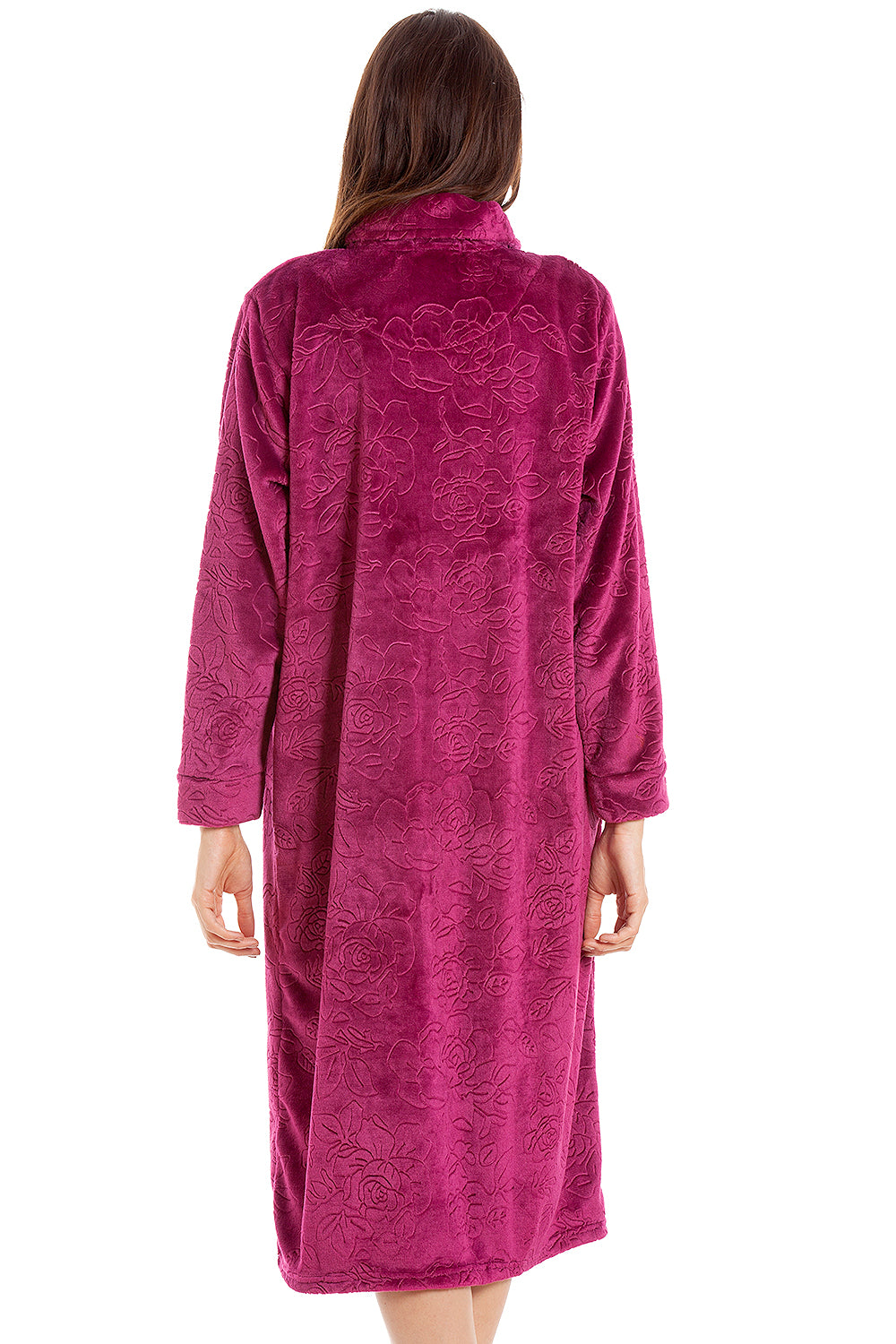 Womens Rose Embossed Button Up Housecoat