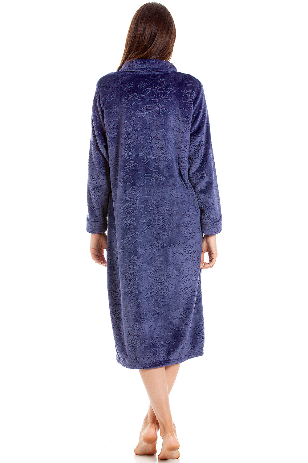 Womens Rose Embossed Button Up Housecoat
