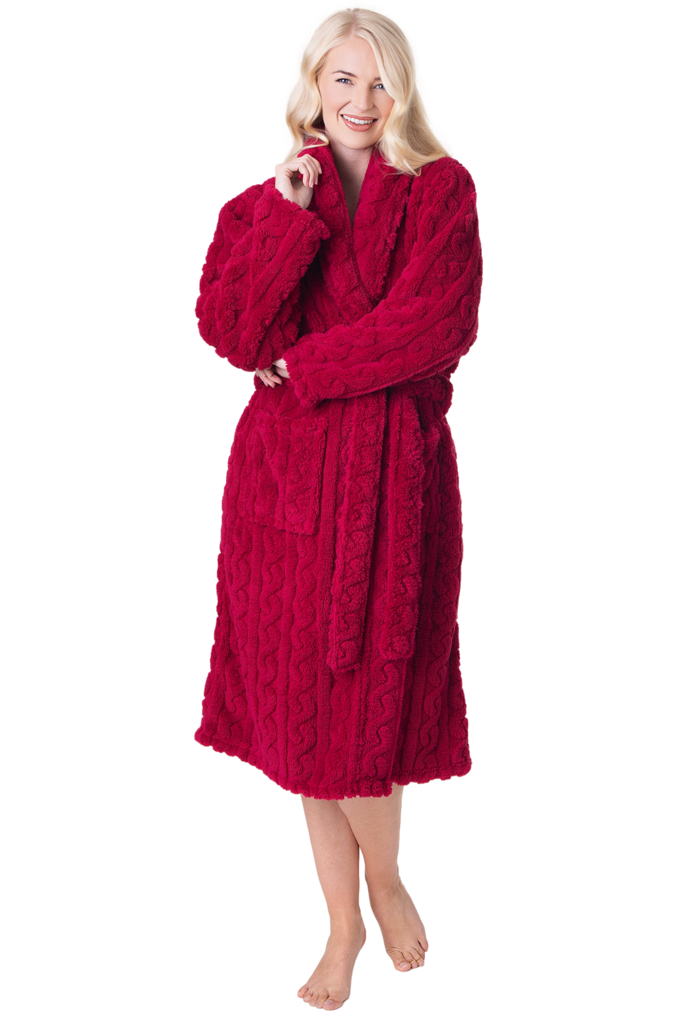 Womens Supersoft Luxury Fleece Jaquard Bathrobe