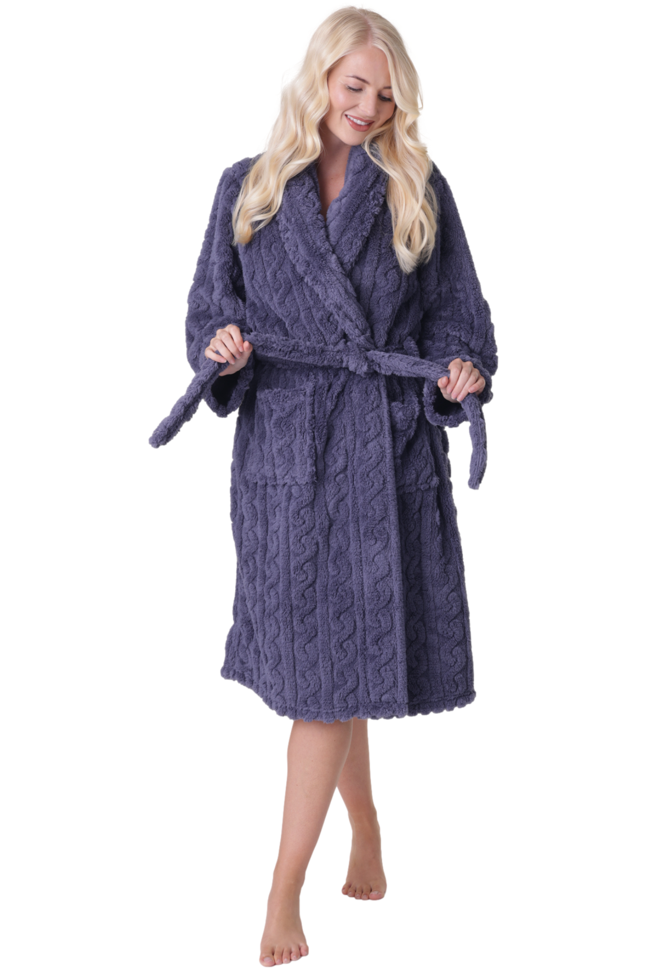 Womens Supersoft Luxury Fleece Jaquard Bathrobe