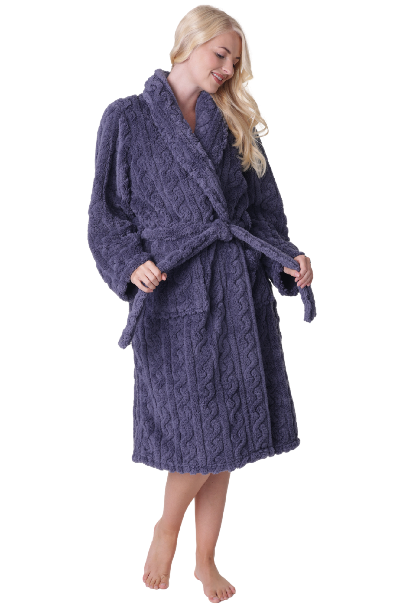 Womens Supersoft Luxury Fleece Jaquard Bathrobe