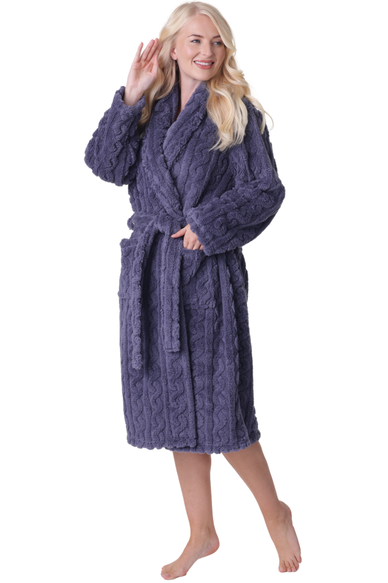 Womens Supersoft Luxury Fleece Jaquard Bathrobe