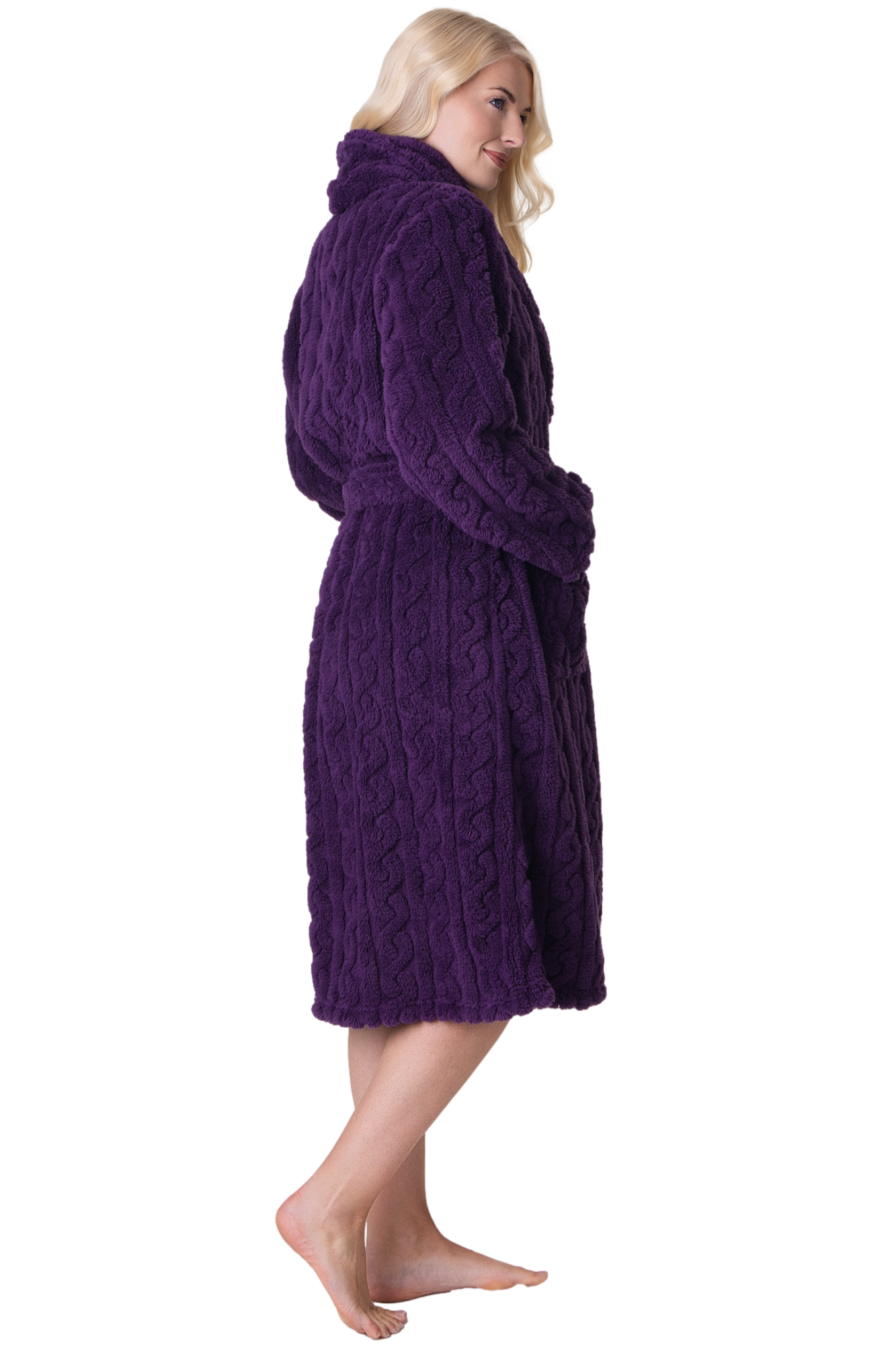 Womens Supersoft Luxury Fleece Jaquard Bathrobe